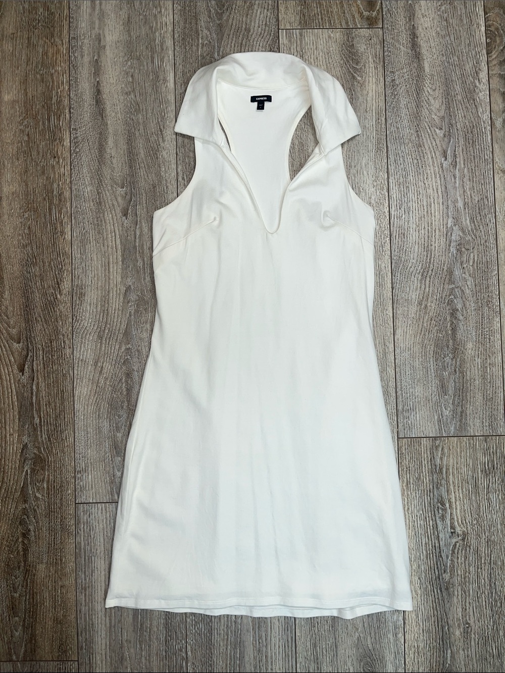Express White Sleeveless Polo V-Neck Dress